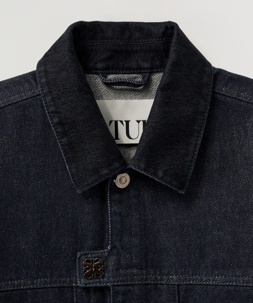 (W) Джинсовка Symbol Brooch Velvet Collar Denim Trucker Jacket Indigo
