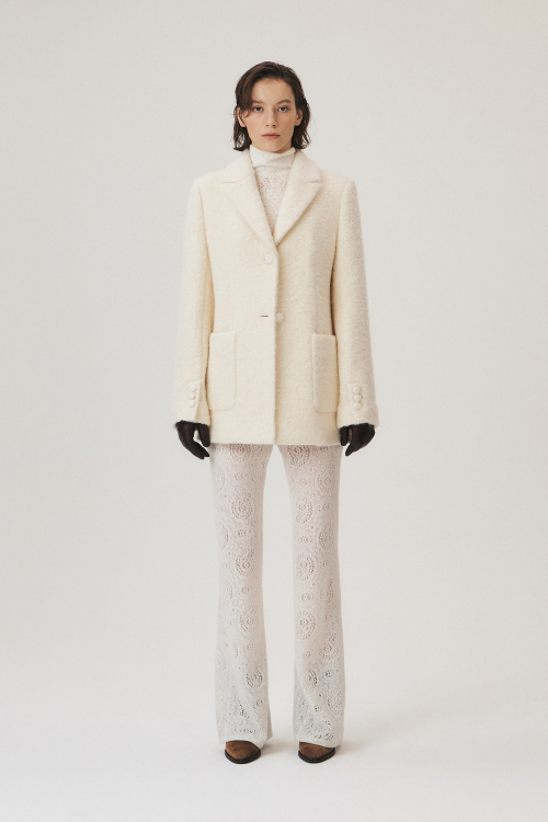 Alpaca Boucle Midi Jacket, Ivory