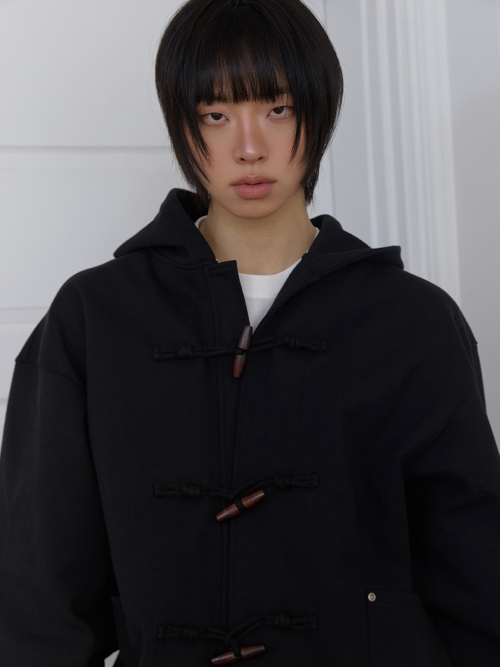 [UNISEX] BIG POCKET DUFFLE JACKET - BLACK