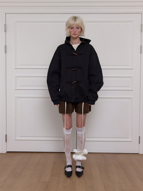 [UNISEX] BIG POCKET DUFFLE JACKET - BLACK