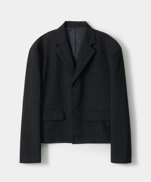 Укороченный блейзер Custom 3b в полоску Black