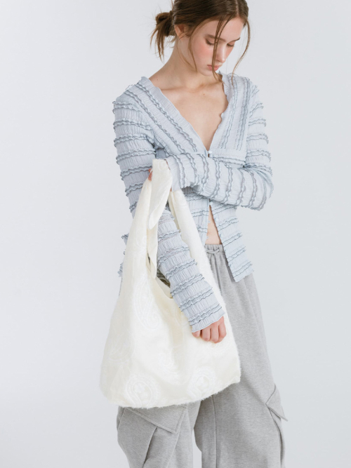 FRILL BUTTON CARDIGAN / SKYBLUE