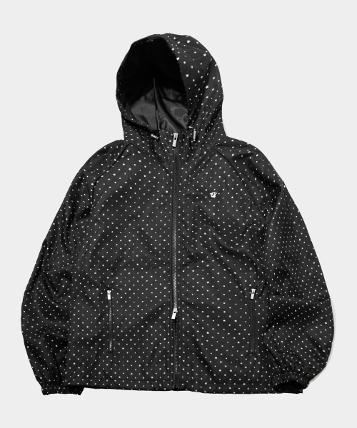 Ветровка и брюки в горошек с вышивкой и капюшоном [Black]