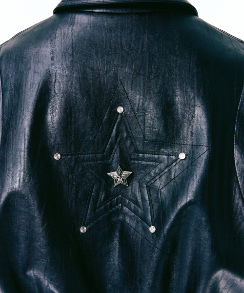 [0079] Star Stud Leather Blouson - Black