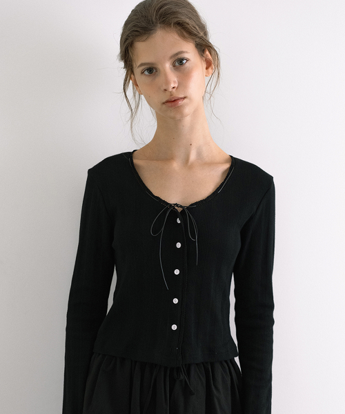 Rosee Punching Pattern Cardigan - Black