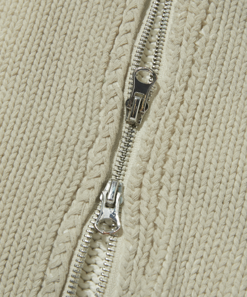 WASHED KNIT ZIP UP [IVORY]
