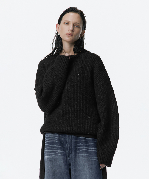 Spangle Knit Pullover [ Black ]