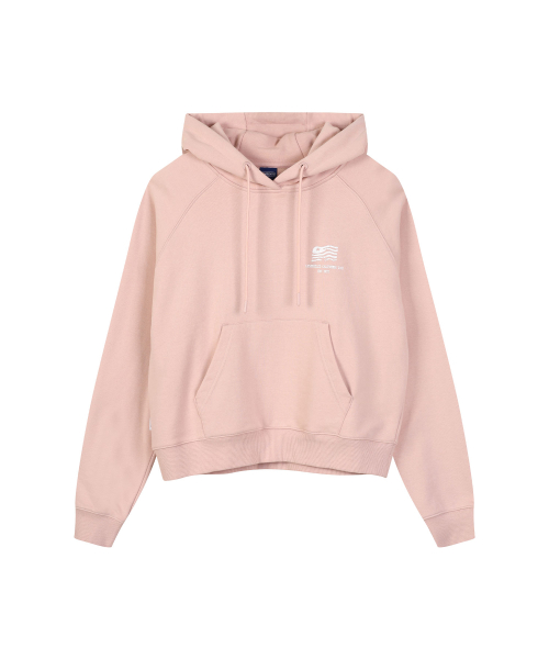 W FLAG GRAPHIC CROP HOODIE (LIGHT PINK)