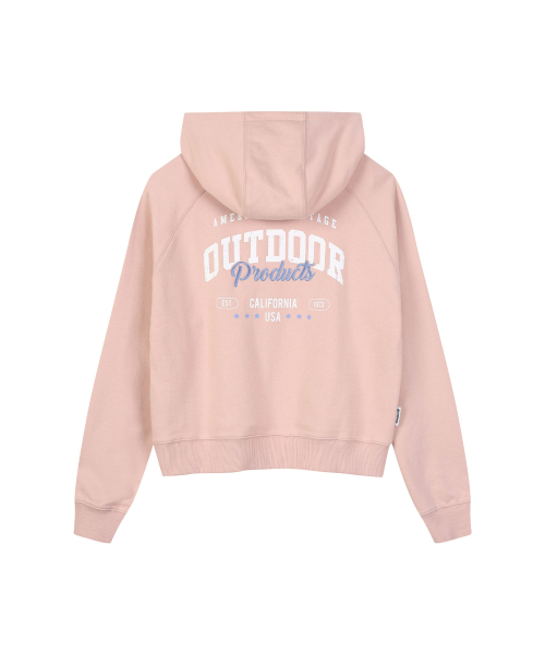 W FLAG GRAPHIC CROP HOODIE (LIGHT PINK)