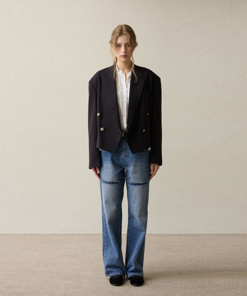 ruffle point jacket black