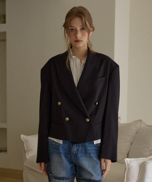 ruffle point jacket black