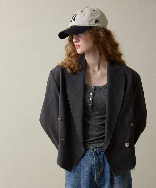 ruffle point jacket gray
