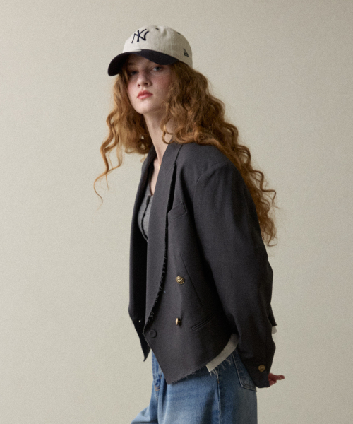 ruffle point jacket gray