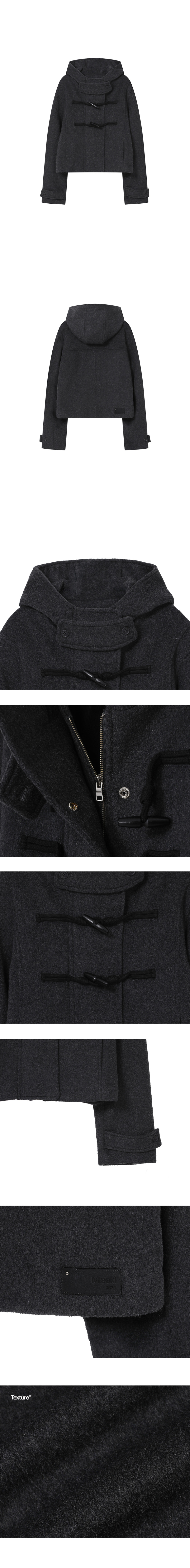 MUSINSA | MISEKI SEOUL Duffle hoodie short coat CHARCOAL