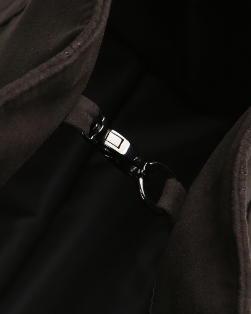 SYNTHETIC SUEDE TOTE BAG DARK BROWN