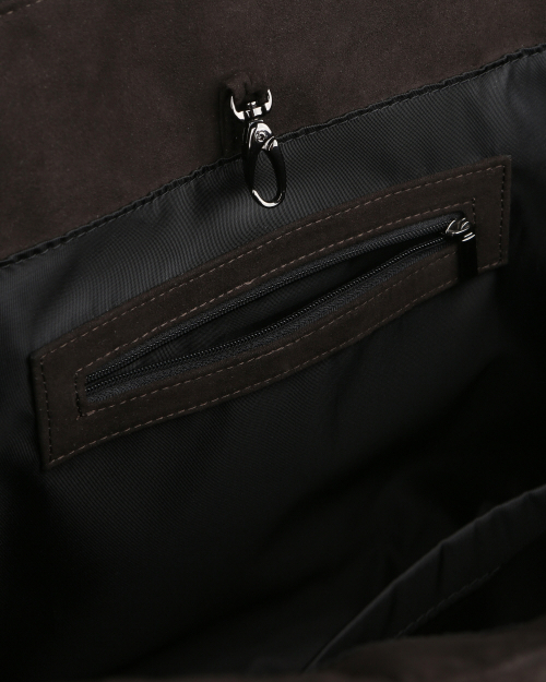 SYNTHETIC SUEDE TOTE BAG DARK BROWN