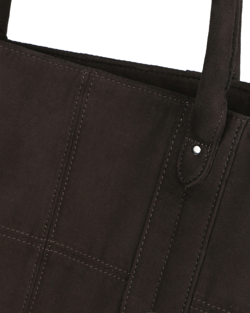 SYNTHETIC SUEDE TOTE BAG DARK BROWN