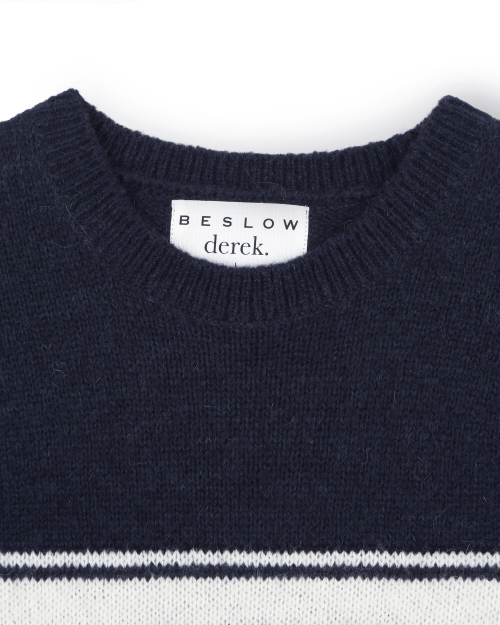 [X]STRIPE ALPACA KNIT NAVY