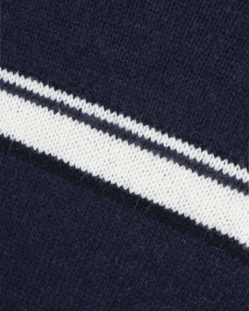 [X]STRIPE ALPACA KNIT NAVY
