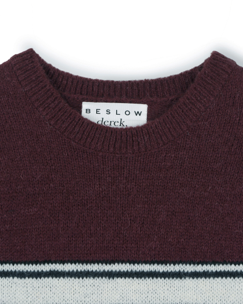 [X]STRIPE ALPACA KNIT BURGUNDY