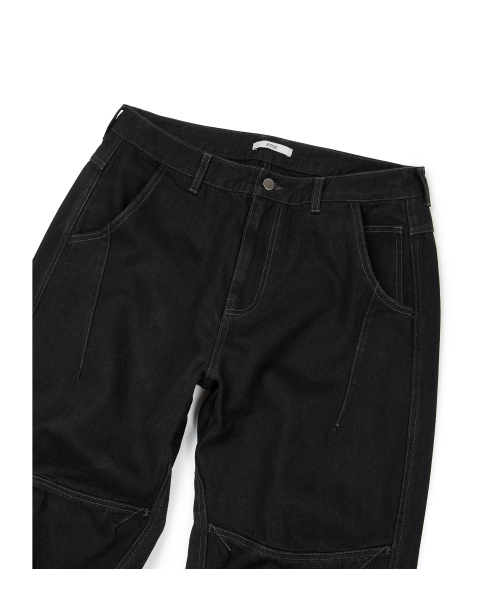 CURVED PANEL DENIM PANTS 2.0 (BLACK)