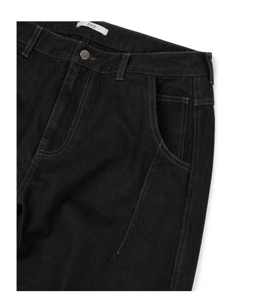 CURVED PANEL DENIM PANTS 2.0 (BLACK)