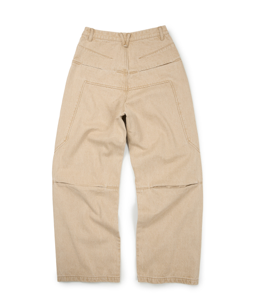 SIDE POCKET CURVED DENIM (BEIGE)