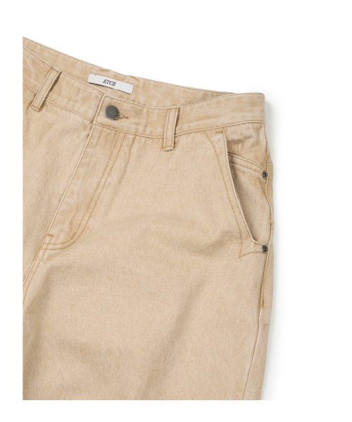 SIDE POCKET CURVED DENIM (BEIGE)