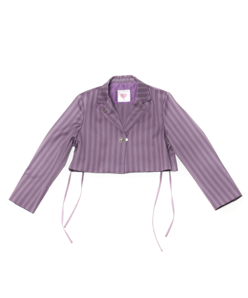 Pleats crop jk - purple stripe