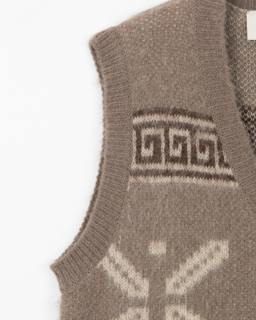 Mohair jacquard vest - BROWN