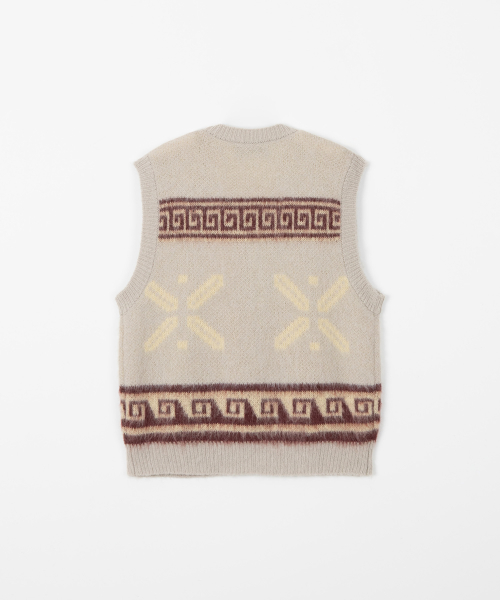 Mohair jacquard vest - BEIGE