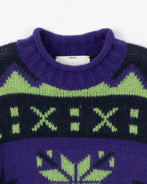 Snow jacquard knit top - PURPLE