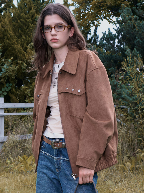 Western Suede Jacket in Camel VL5AM066 - 92