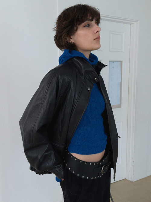 ()High - neck Leather Blouson Jacket VL5AJ093_2color
