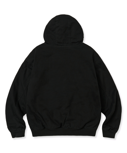BB TWILL WASHED HOOD ZIP UP - BLACK