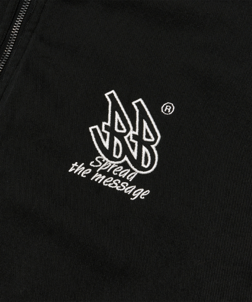 BB TWILL WASHED HOOD ZIP UP - BLACK