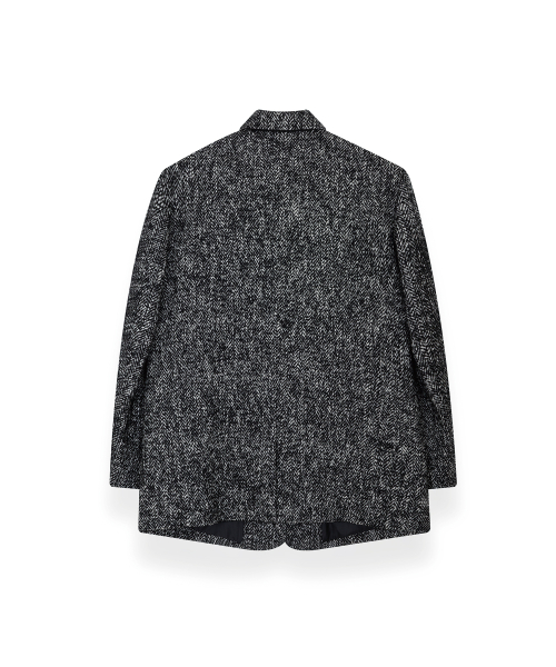 R - 0058 - LUX - HERRINGBONE BOX BLAZER(BLACK)