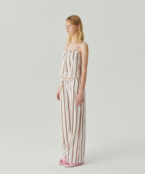Pink Brown stripe long pants