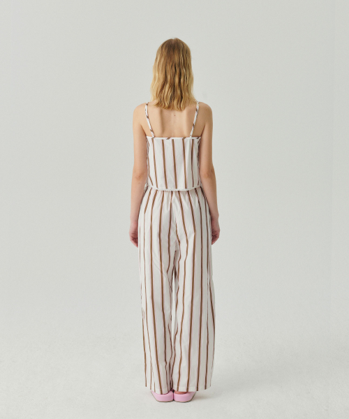 Pink Brown stripe long pants