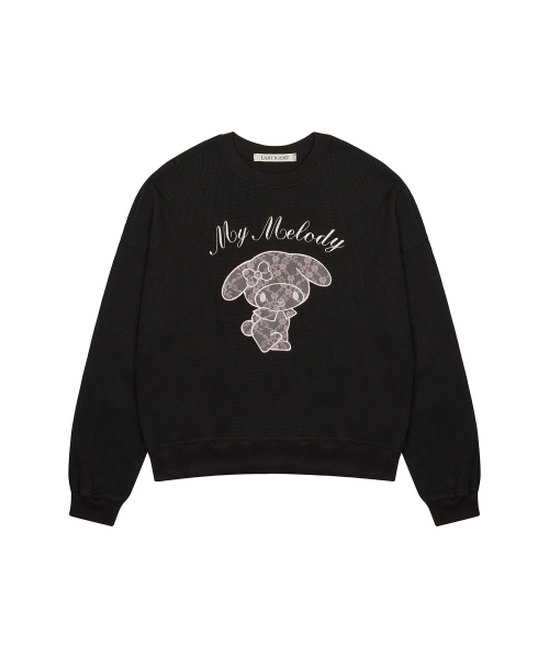 MY MELODY LACE PATCH SWEATSHIRT(BLACK)