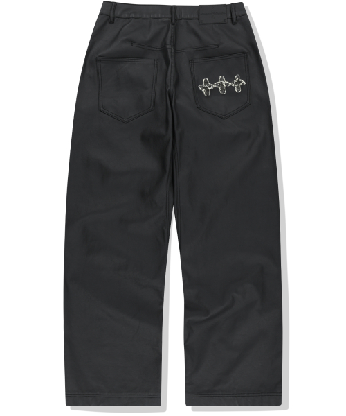 Coated Curved Pants - Black