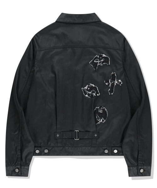 Abyss Eyes Coated Trucker Jacket - Black