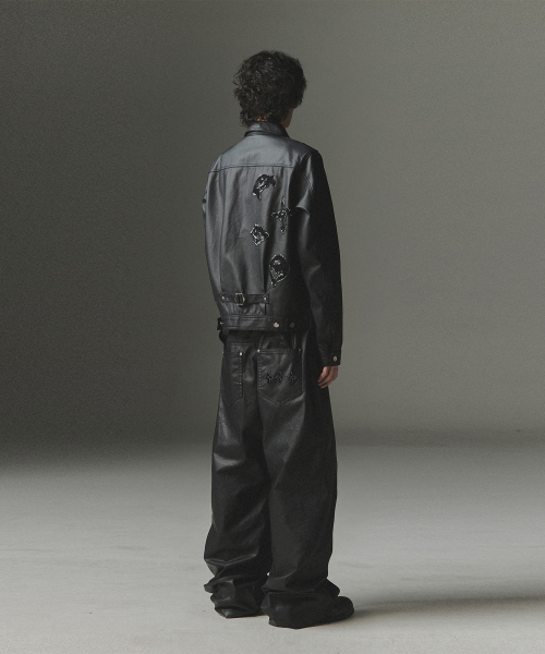 Abyss Eyes Coated Trucker Jacket - Black