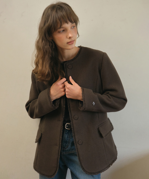 Aubree tweed jacket_Brown(O25-OT02)