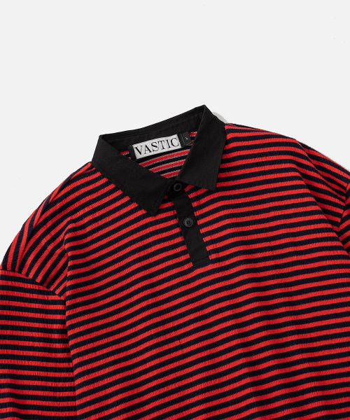 Лонгслив в полоску с воротником Navy / Red