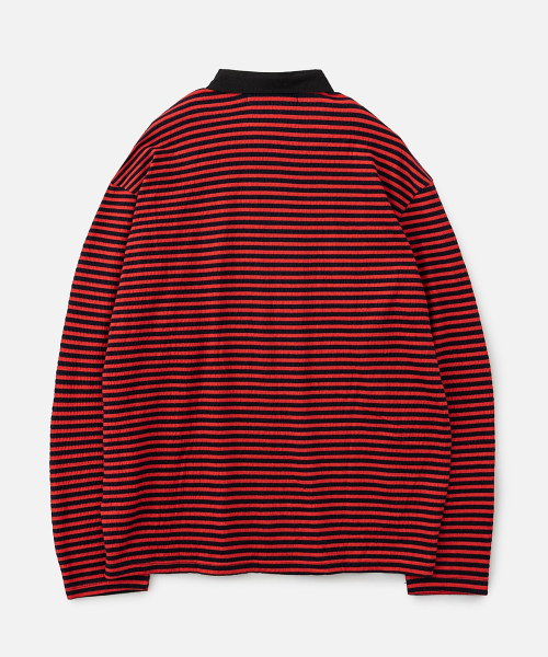 Лонгслив в полоску с воротником Navy / Red