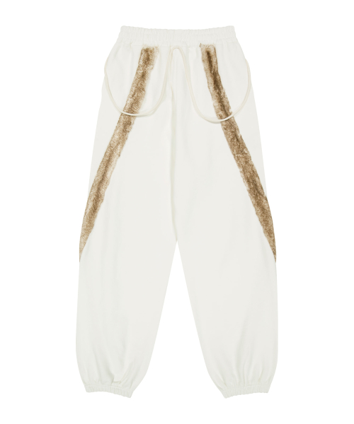 Side Fur Trim Sweatpants / Ivory