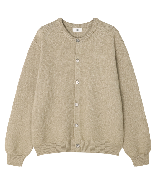 Кардиган с круглым вырезом и металлическими пуговицами, Melange Khaki