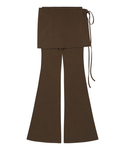 W) SOFT FLARE PANT SET BROWN