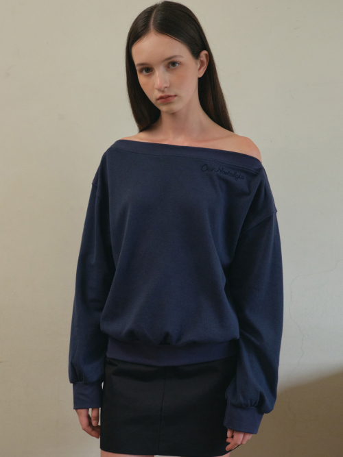 Murmur off shoulder sweatshirt_Navy(O25-TP19)